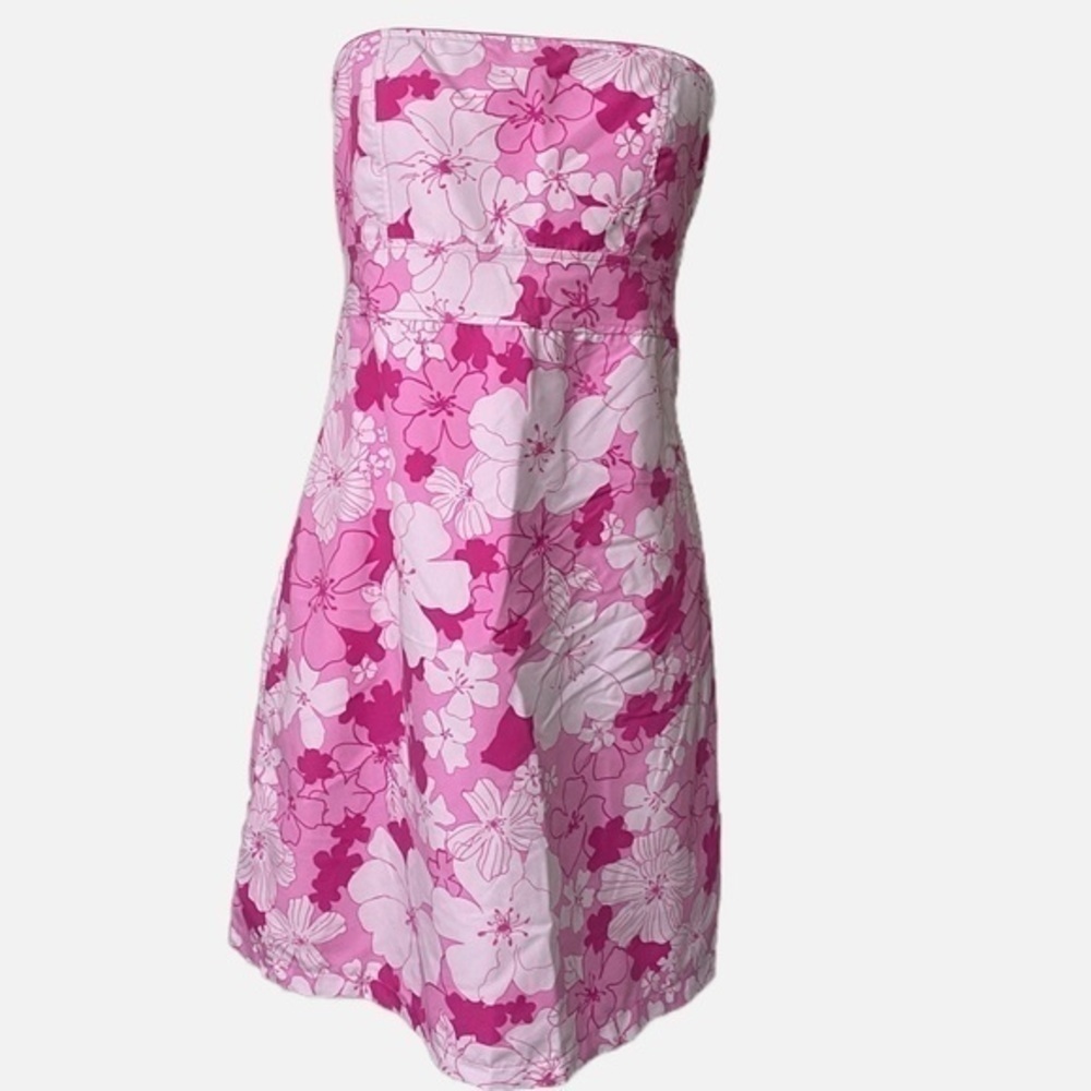 Vintage Reversible Strapless Y2K Pink Mini Dress With Floral Print - Picture 3 of 15